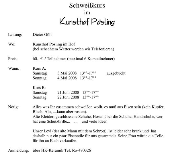 Schweißkurs im Mai 2008 mit Dieter Göhly